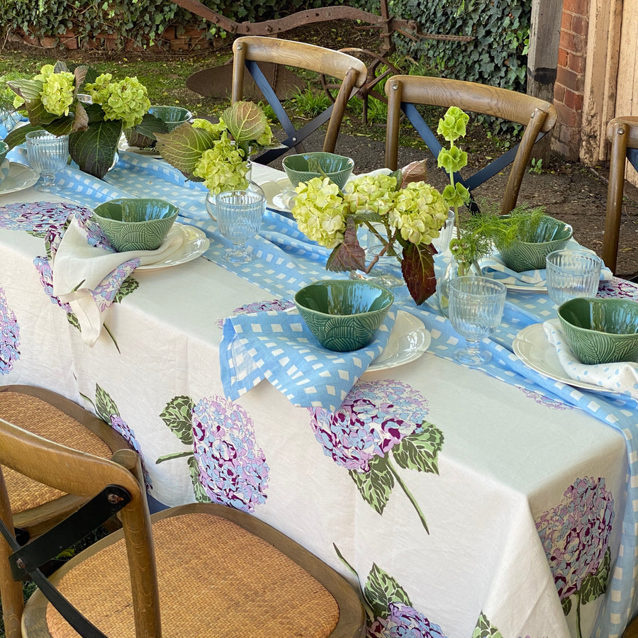 Hydrangea Flower Linen Tablecloth
